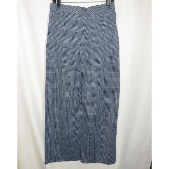 Halara Light Blue Houndstooth Plaid High Waist Wide Leg Pull On Pants Sz Medium - Picture 7 of 8